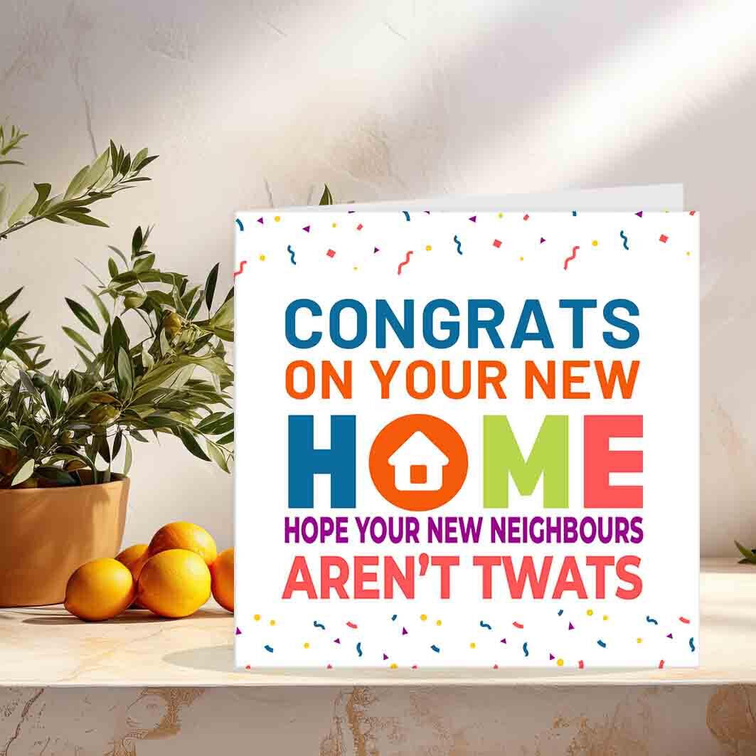 Funny Rude Happy New Home Card - Tw**s - Congratulations House warming Cards - Purple Fox Gifts