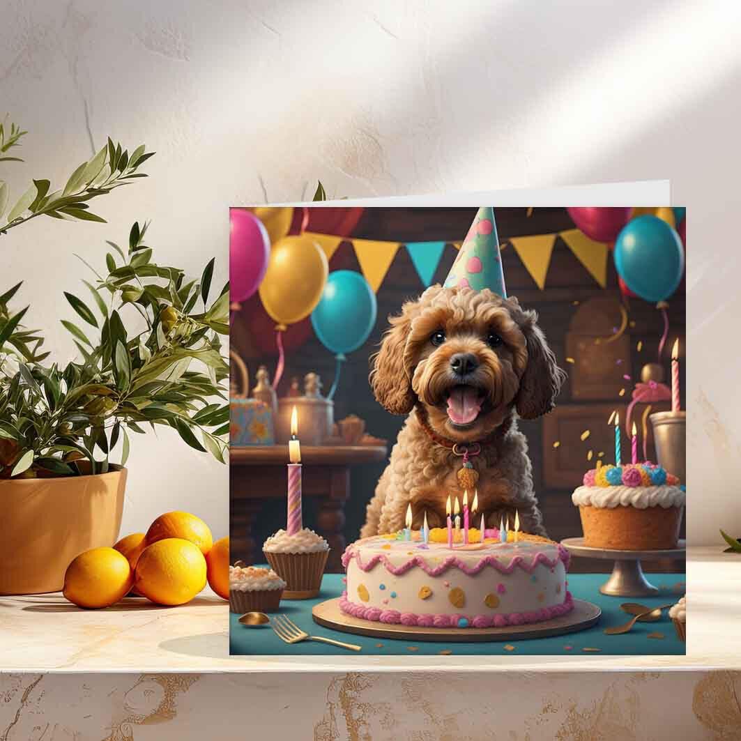 Cockapoo Birthday Card Cute Dog 147 x 147mm - Purple Fox Gifts