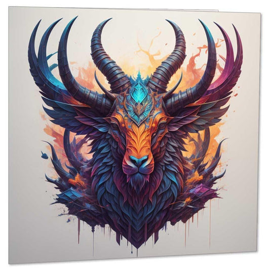 Baphomet Art Card - Greeting Card Birthday Bday - 145 x 145mm - Purple Fox Gifts