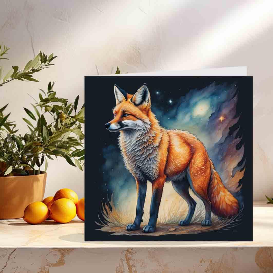 Fox Birthday Card Greeting Card Fox Animal cards 145 x 145mm - Purple Fox Gifts