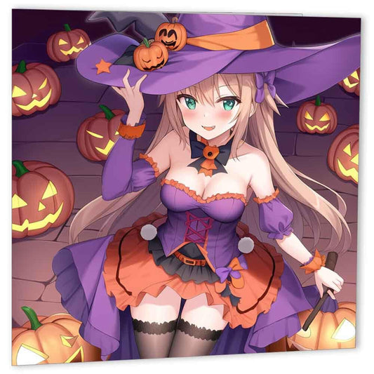 Halloween Anime Witch Halloween Cards 145 x 145mm - Purple Fox Gifts