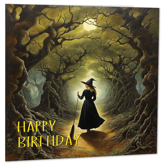 Witch Fantasy Art Birthday Card 145 x 145mm - Purple Fox Gifts