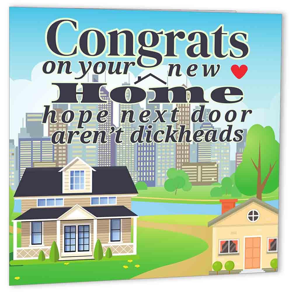 Rude Happy New Home Card - Di**heads - Funny Housewarming Card Congratulations - Purple Fox Gifts