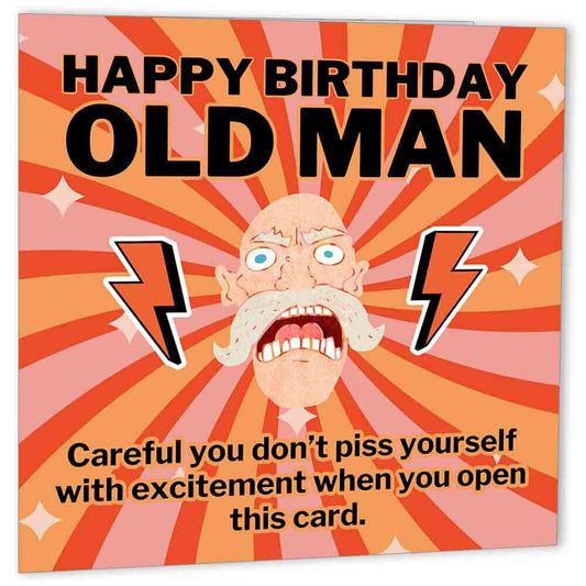 Rude Happy Birthday Cards for Dad Old Man Funny Birthday Card for Dad bday - Purple Fox Gifts