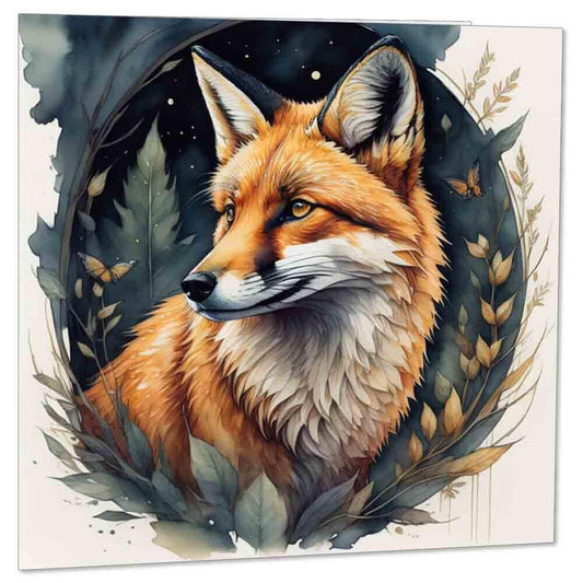 Watercolour Fox Birthday Card Greeting Cards Fox design Animal Cards 145 x 145mm - Purple Fox Gifts