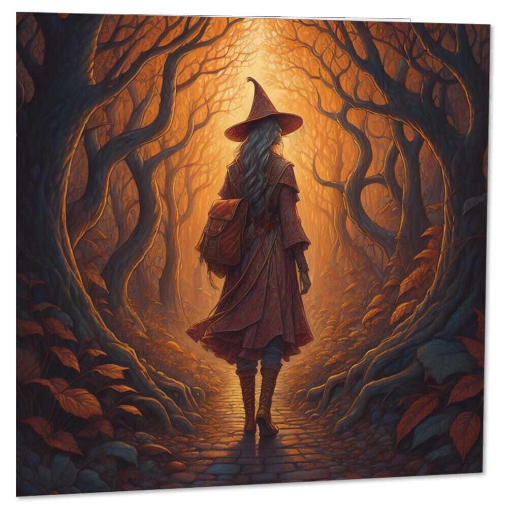 Witch Weird Woods Greeting Card - Fantasy Cards Strange Forest 145 x 145mm - Purple Fox Gifts