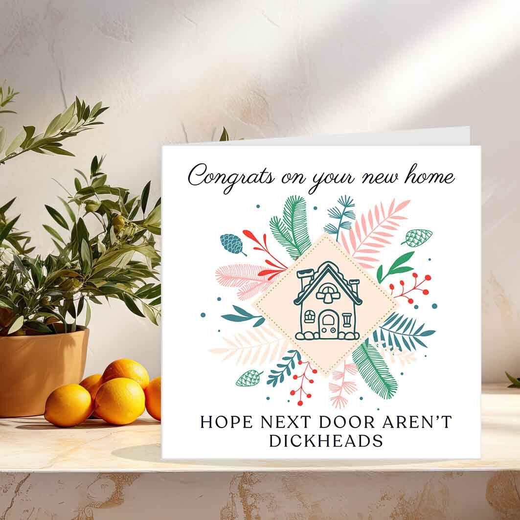 Funny Rude House warming Cards - Di**Heads - banter Joke Congrats New Home card - Purple Fox Gifts