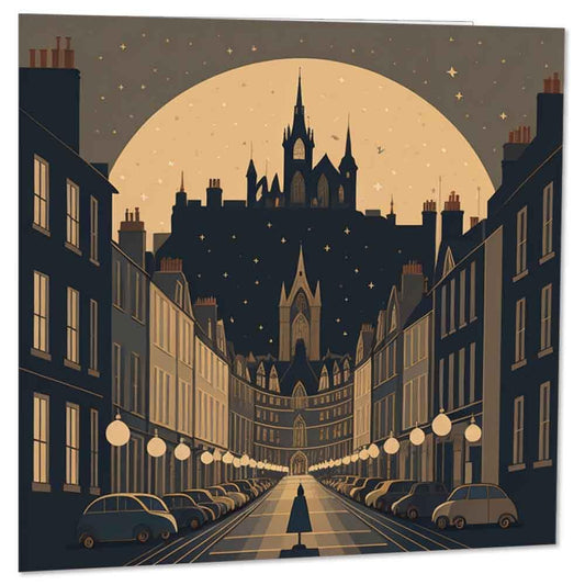 Edinburgh Greeting Card | Scotland Scottish City Card 145 x 145mm - Purple Fox Gifts