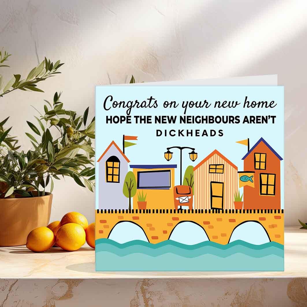 Rude Happy New Home Card - Di*kheads - Congrats Funny Housewarming Card - Purple Fox Gifts