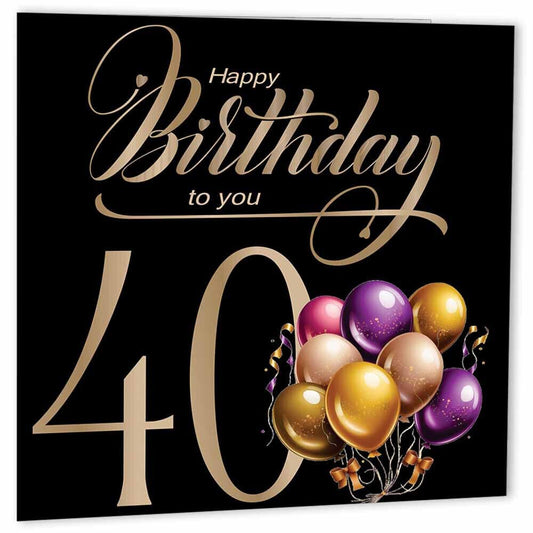 40th Birthday Card for Birthday forty 145 x 145mm - Purple Fox Gifts