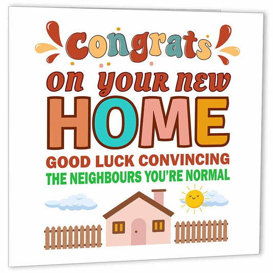 Happy New Home Card - Good Luck - Funny Housewarming Card Congratulations - Purple Fox Gifts