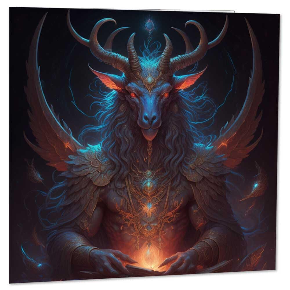 Baphomet Greeting Card - Devil Birthday Card - 145 x 145mm - Purple Fox Gifts