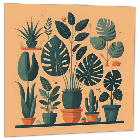 Plants Greeting Card | Any Occasion House Plant New Home Card 145 x 145mm - Purple Fox Gifts