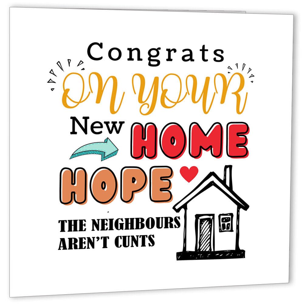 Rude Happy New Home Card - C*nt Neighbours - Funny Housewarming Congratulations - Purple Fox Gifts