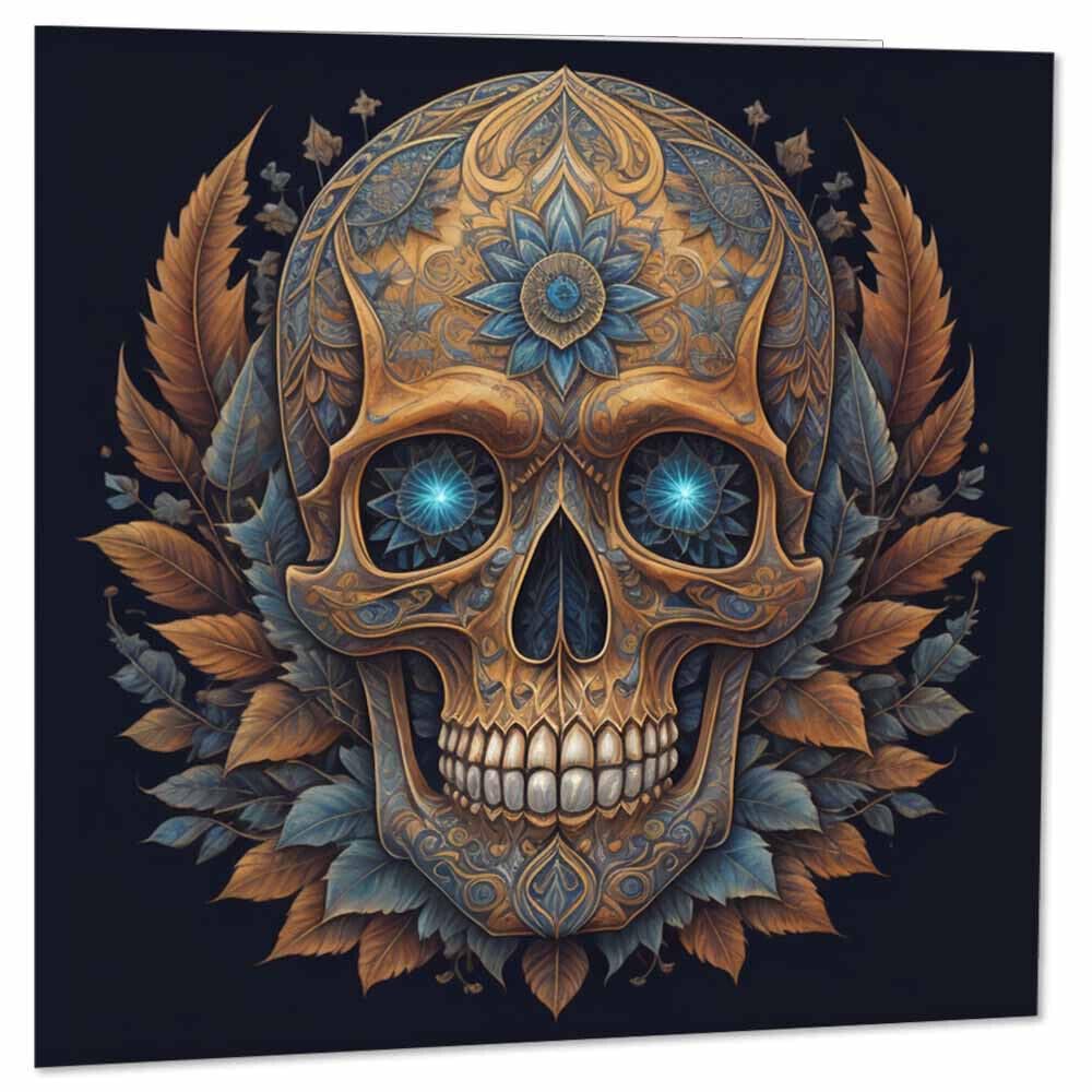 Skull Gothic Fantasy Greeting Card - Birthday Cards 145 x 145mm - Purple Fox Gifts