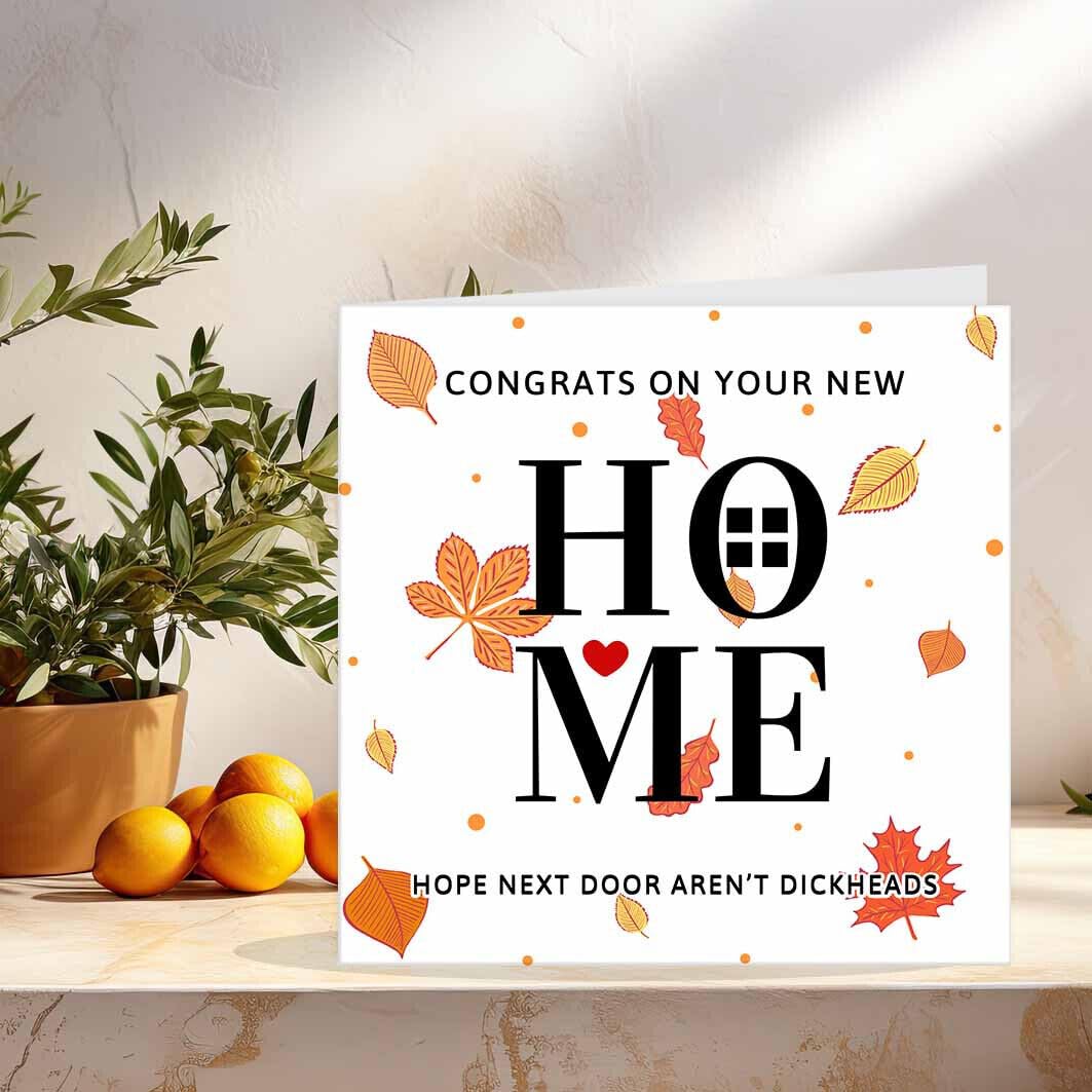 Funny Rude Happy New Home Card - Congratulations House warming Cards - Purple Fox Gifts