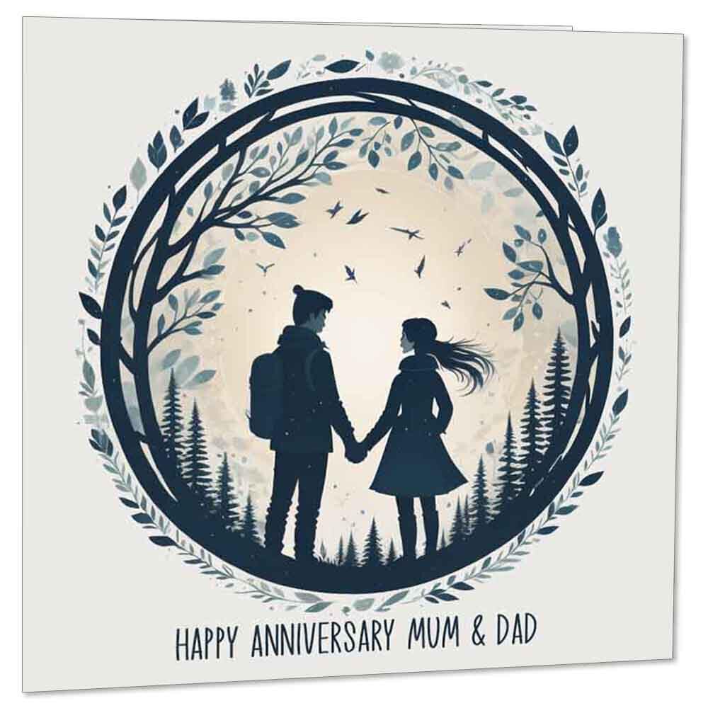 Happy Anniversary Mum & Dad - Anniversary Card for Parents 145 x 145mm - Purple Fox Gifts