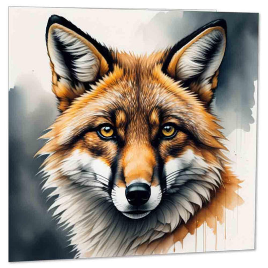 Fox Birthday Card Greeting Card Watercolour Fox Animal cards 145 x 145mm - Purple Fox Gifts