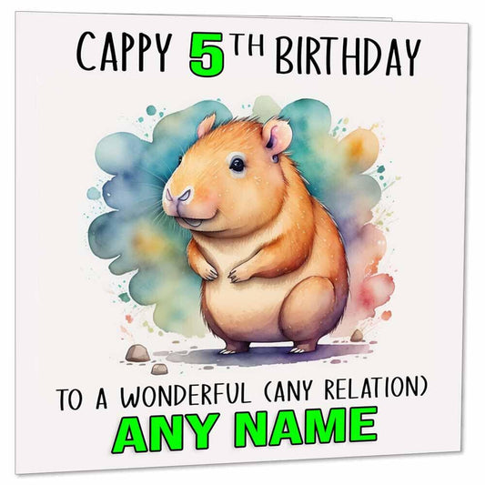 Kids Personalised Capybara Birthday Card - Any Age, Name & Relation 145 x 145mm - Purple Fox Gifts