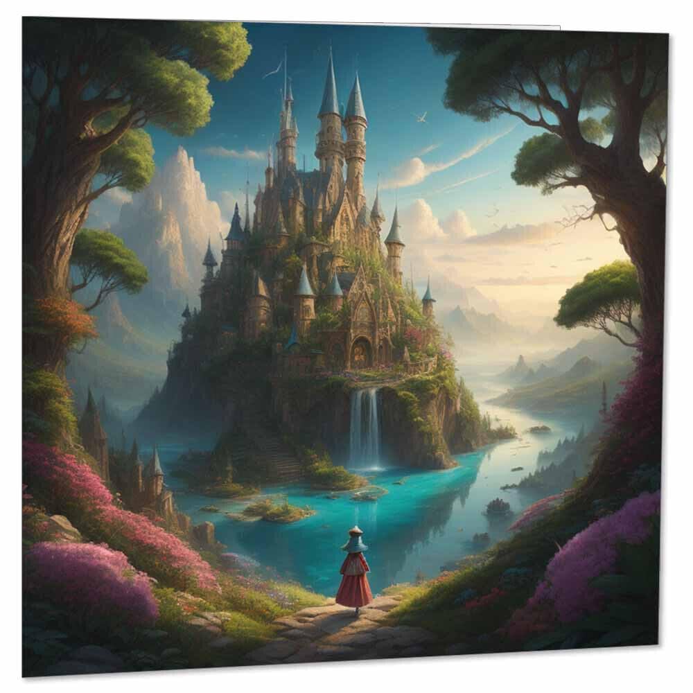 Fantasy Castle Greeting Card 145 x 145mm - Purple Fox Gifts