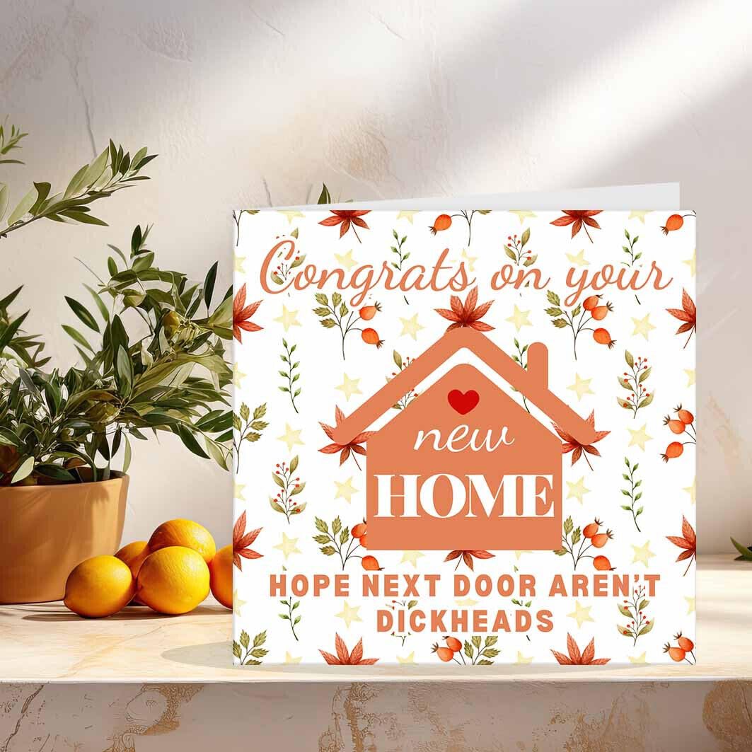 Rude New Home Card - Di**Heads - funny Congratulations House warming card joke - Purple Fox Gifts