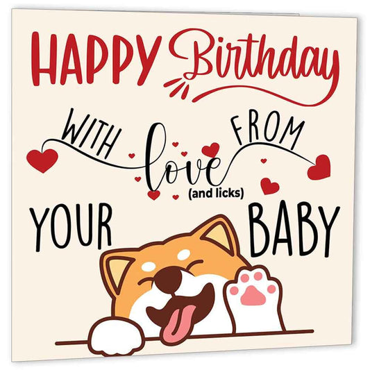 Happy Birthday Card From the Dog - bday cards from pet dog funny cute - Purple Fox Gifts