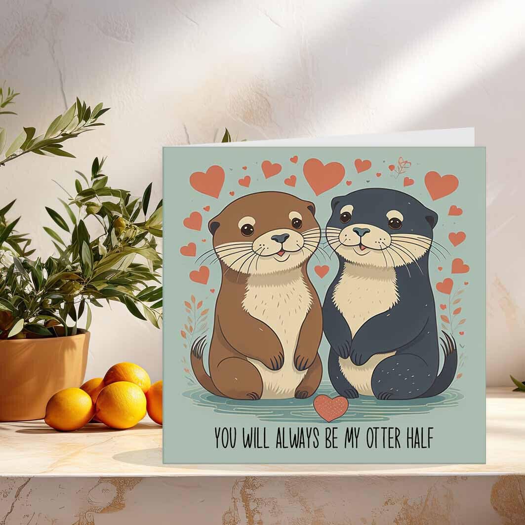 Cute Valentines Anniversary Card - My Otther Half - boyfriend girlfriend love - Purple Fox Gifts