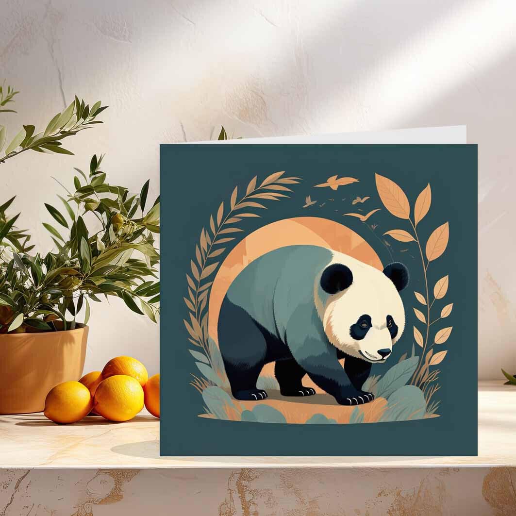 Panda Greeting Card 145 x 145mm - Purple Fox Gifts