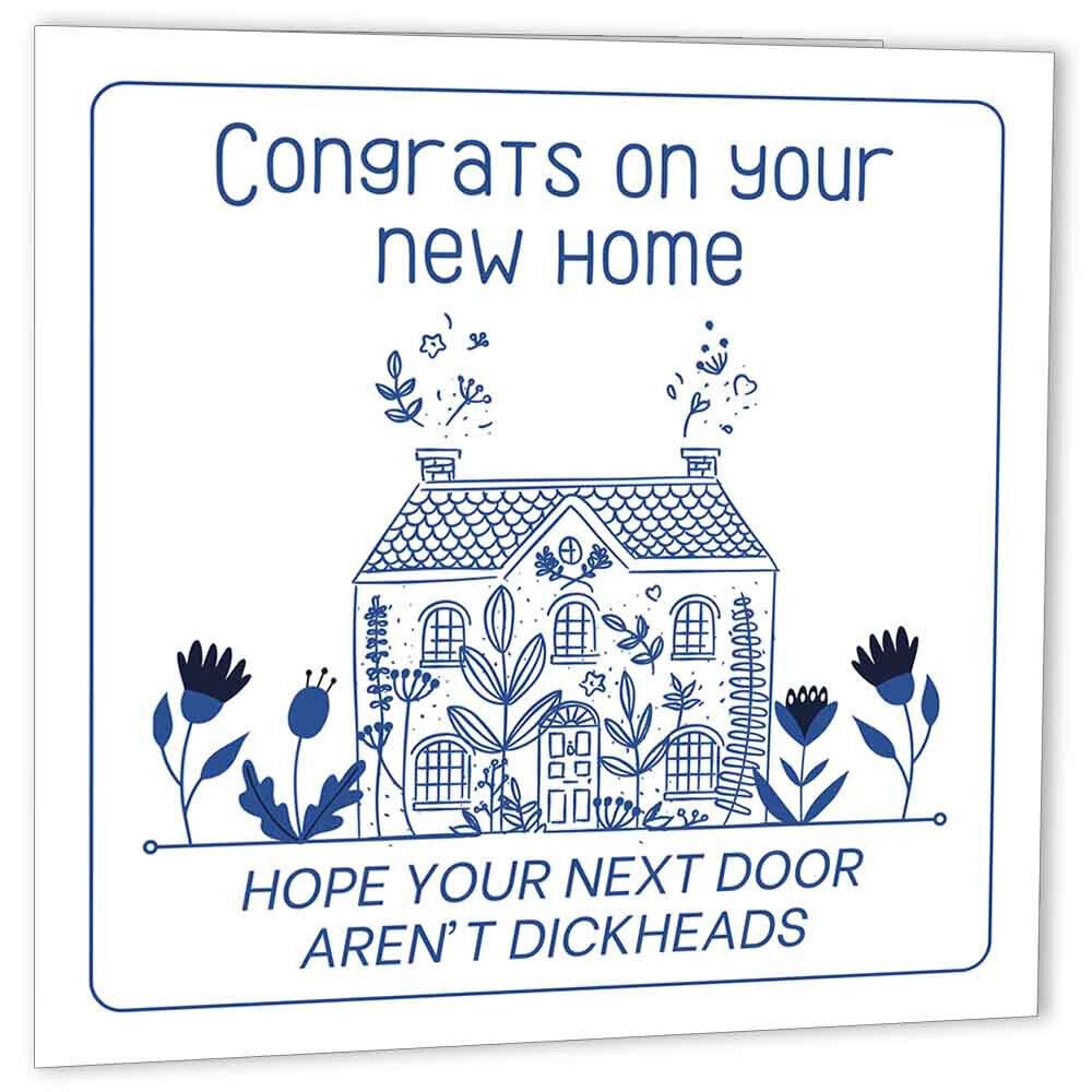 Funny House warming Cards Rude - Di**Heads - banter Joke Congrats New Home card - Purple Fox Gifts