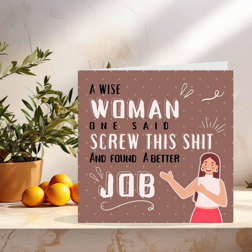 Funny New Job Card, Ladies Colleagues Sorry you're leaving cards 145 x 145mm - Purple Fox Gifts