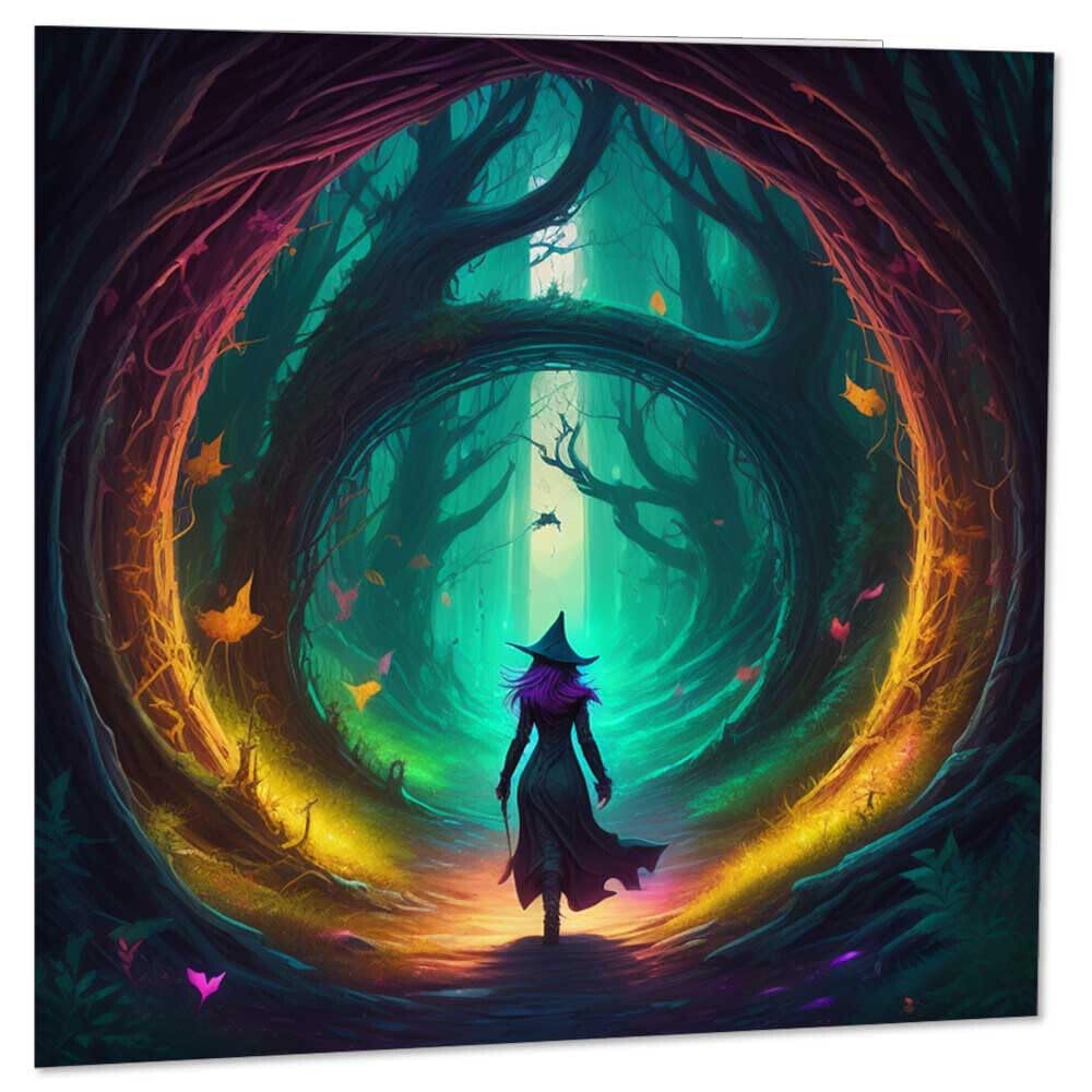 Witch Fantasy Magical Forest Greeting Card 145 x 145mm - Purple Fox Gifts