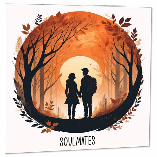 Anniversary Cards - Soulmates - Husband Boyfriend Girlfriend Wife 145 x 145mm - Purple Fox Gifts