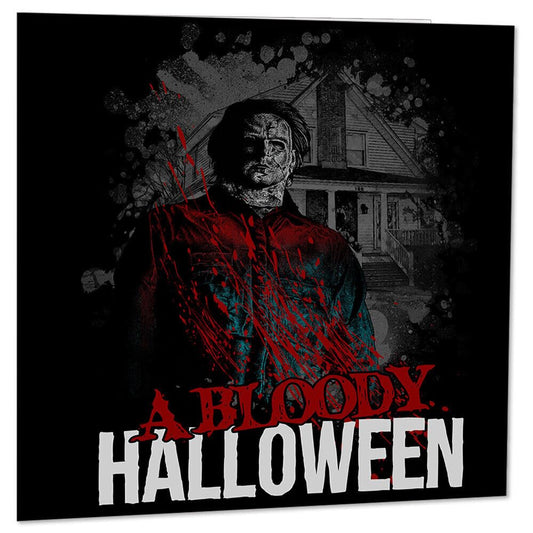 Horror Movie Halloween Cards - Bloody Halloween 145 x 145mm - Purple Fox Gifts