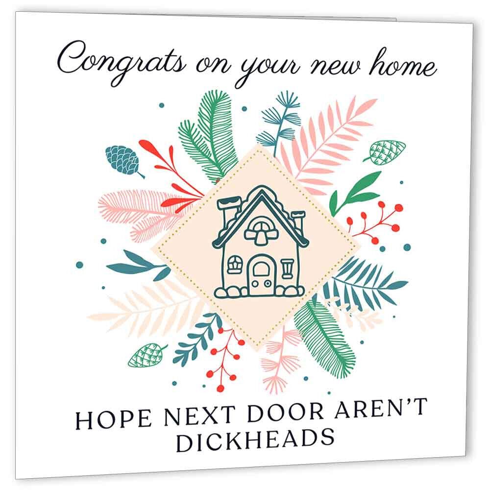 Funny Rude House warming Cards - Di**Heads - banter Joke Congrats New Home card - Purple Fox Gifts