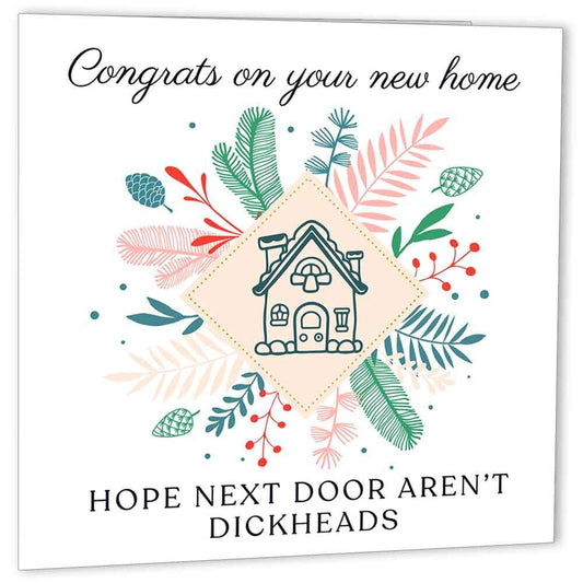 Funny Rude House warming Cards - Di**Heads - banter Joke Congrats New Home card - Purple Fox Gifts