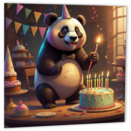 Panda Birthday Card Cute Panda Cards 145 x 145mm - Purple Fox Gifts