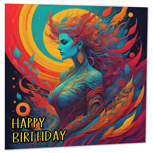 Fantasy Witch Birthday Card - Witchcraft Witches 145 x 145mm - Purple Fox Gifts