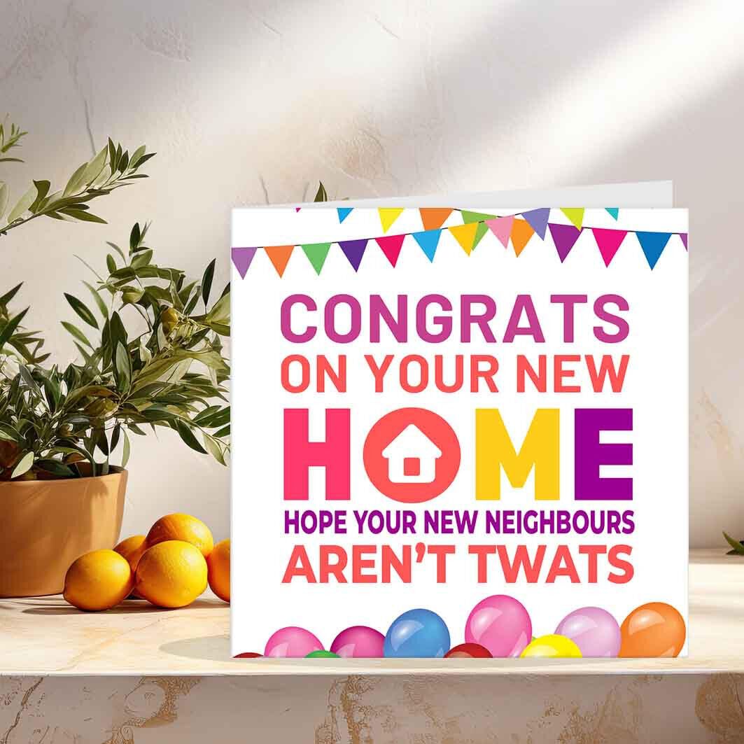 Funny Happy New Home Card - Tw**s - Rude Congratulations House warming Cards - Purple Fox Gifts