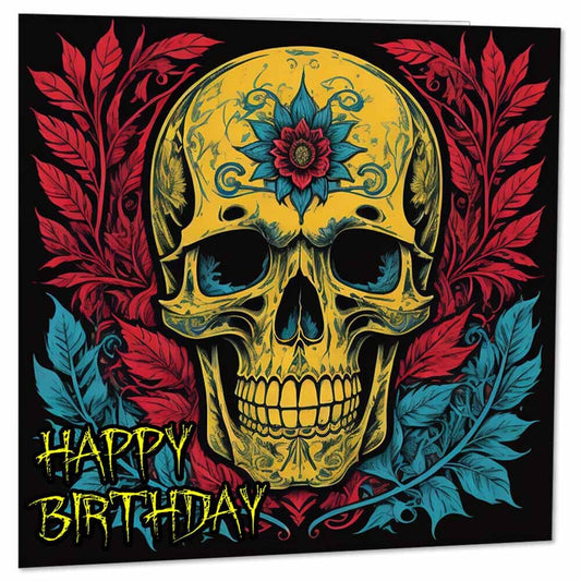 Gothic Skull Birthday Card 145 x 145mm - Purple Fox Gifts