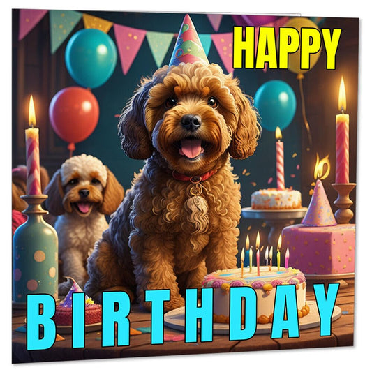 Cockapoo Birthday Card 145 x 145mm - Purple Fox Gifts