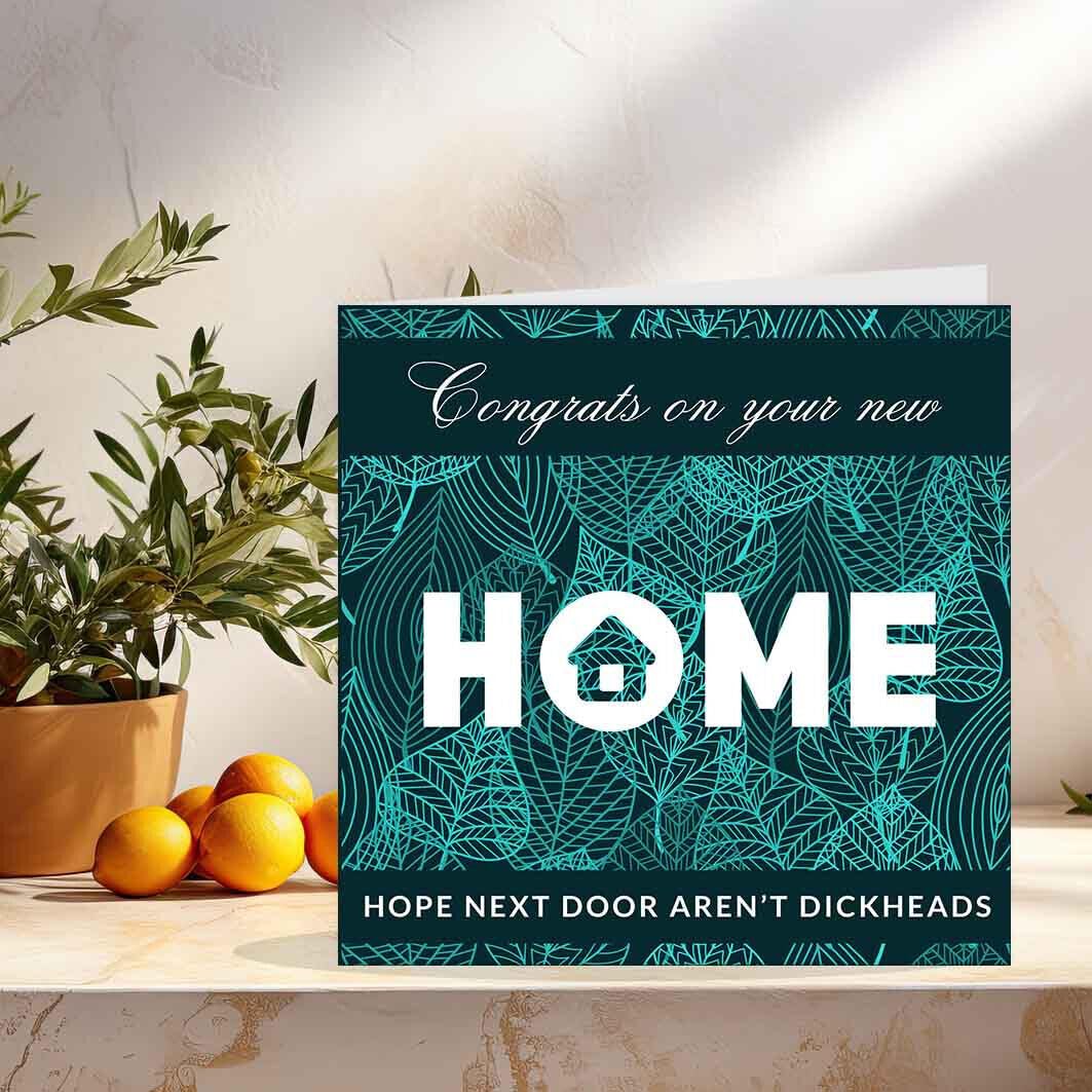 Funny Rude House warming Cards - Di**Heads - joke Congrats New Home moving card - Purple Fox Gifts