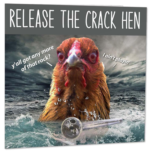 Funny Birthday Cards for Men - Release the Crack Hen - Rude Joke Meme Cards - Purple Fox Gifts