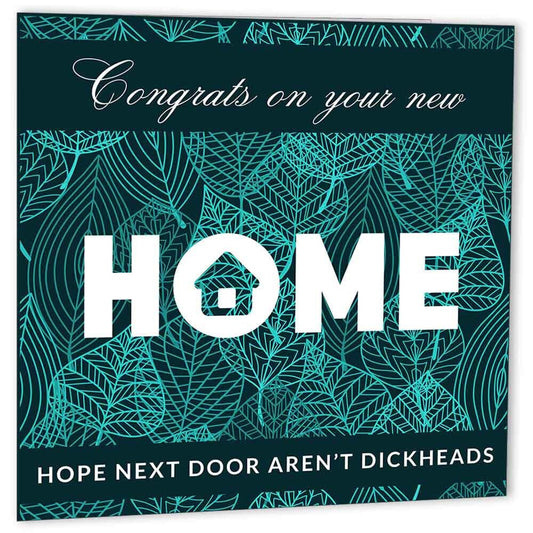 Funny Rude House warming Cards - Di**Heads - joke Congrats New Home moving card - Purple Fox Gifts