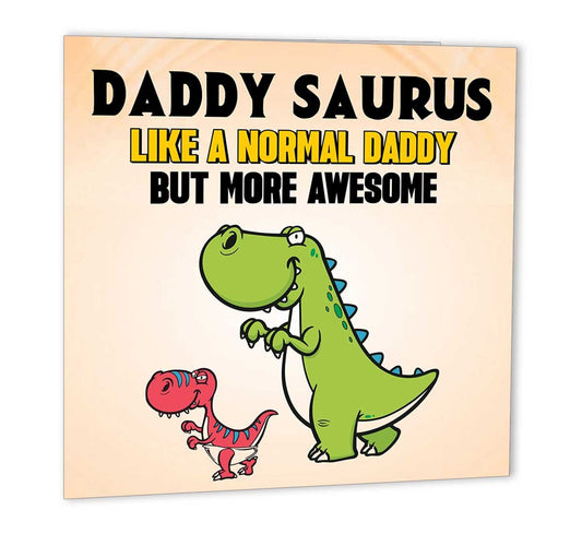 Birthday Card for Dad Dinosaur Daddy Saurus 147 x 147mm Car for Dads birthday C - Purple Fox Gifts